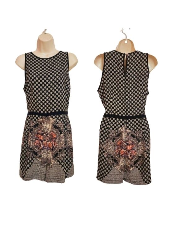 Forever 21 Pants - Forever 21 Fleur-de-lis Floral Romper Navy Beige Large